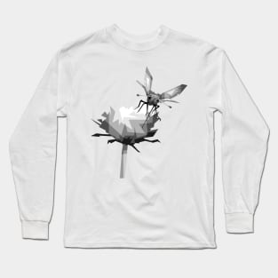 bee flower pop art grayscale Long Sleeve T-Shirt